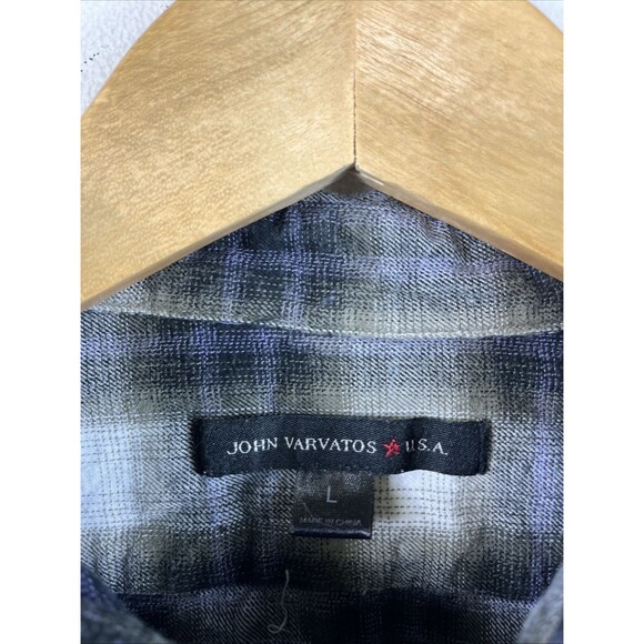 John Varvatos USA Shirt Mens Lightweight Plaid Flannel LS Button Up Large - Picture 2 of 8